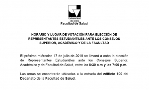 Comunicado Coordinación Académica - Elecciones Representantes Estudiantiles