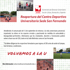 Reapertura Centro Deportivo Universitario
