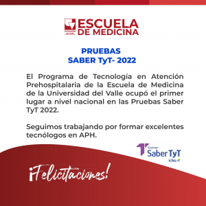Tecnología en Atención Prehospitalaria: Primer lugar a nivel Nacional en Pruebas Saber TyT 2022