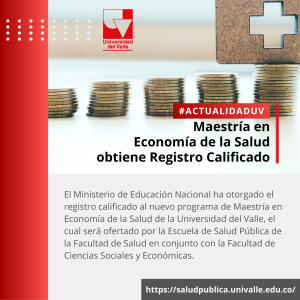 Maestría en Economía de la Salud obtiene Registro Calificado