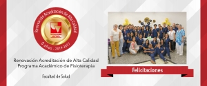 El Programa de Fisioterapia obtiene la Acreditación de Alta Calidad por ocho años más