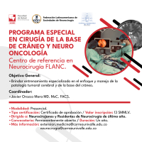 Programa especial en cirugía de la base de cráneo y neuro oncología